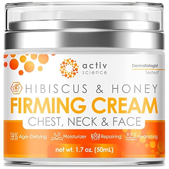 ACTIVSCIENCE Hibiscus & Honey Firming Cream, Neck Firming Cream, Skin Tightening Cream, Skin Firming and Tightening Lotion, Reduce the Look of Neck Lines, Tightens & Smooths - With Collagen & Hyaluronic Acid 1.7OZ - Image 1