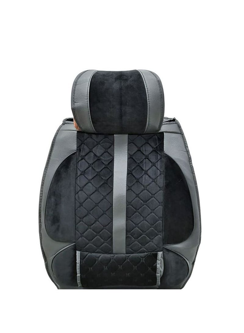Generic Seat Cover Cushion For Front Seat High Quality Rexine Premium Version Universal 2 Pcs Set (Black / Grey Mixed) - Image 5