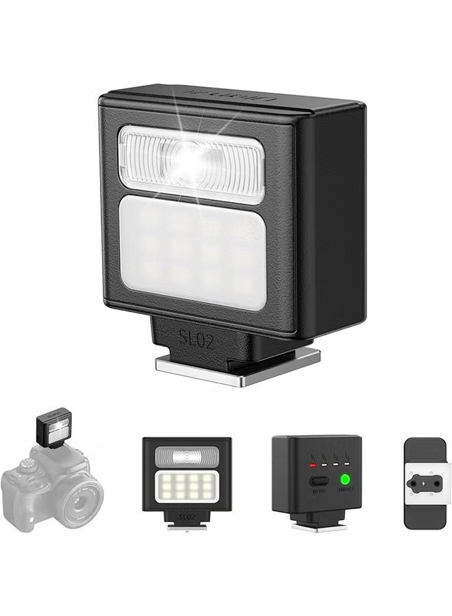 ULANZI SL02 Mini Flash Speedlite with Video Light, GN8 6500K Camera Mini Flashlight for Canon Fuji Sony Nikon and Othe SLR Digital Cameras, 4 Power Levels Camera Flash Speedlight NOT Fit Sony ZV -1F - Image 1