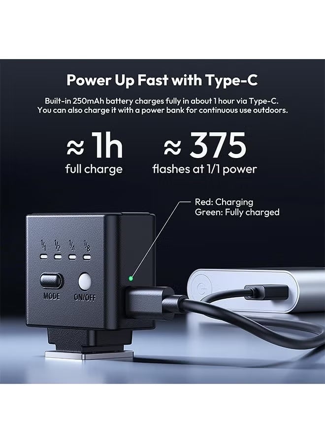 ULANZI SL02 Mini Flash Speedlite with Video Light, GN8 6500K Camera Mini Flashlight for Canon Fuji Sony Nikon and Othe SLR Digital Cameras, 4 Power Levels Camera Flash Speedlight NOT Fit Sony ZV -1F - Image 4