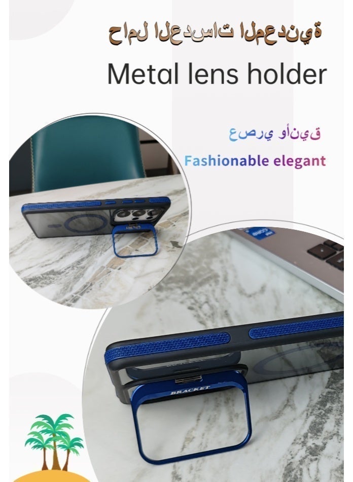 Compatible for Samsung S25 Ultra Case with Lens Stand | Magnetic Wireless Charging | Flexible Silicone Frame - Anti-Slip & Shockproof | Amber Translucent Back Panel - Resists Yellowing - Image 4