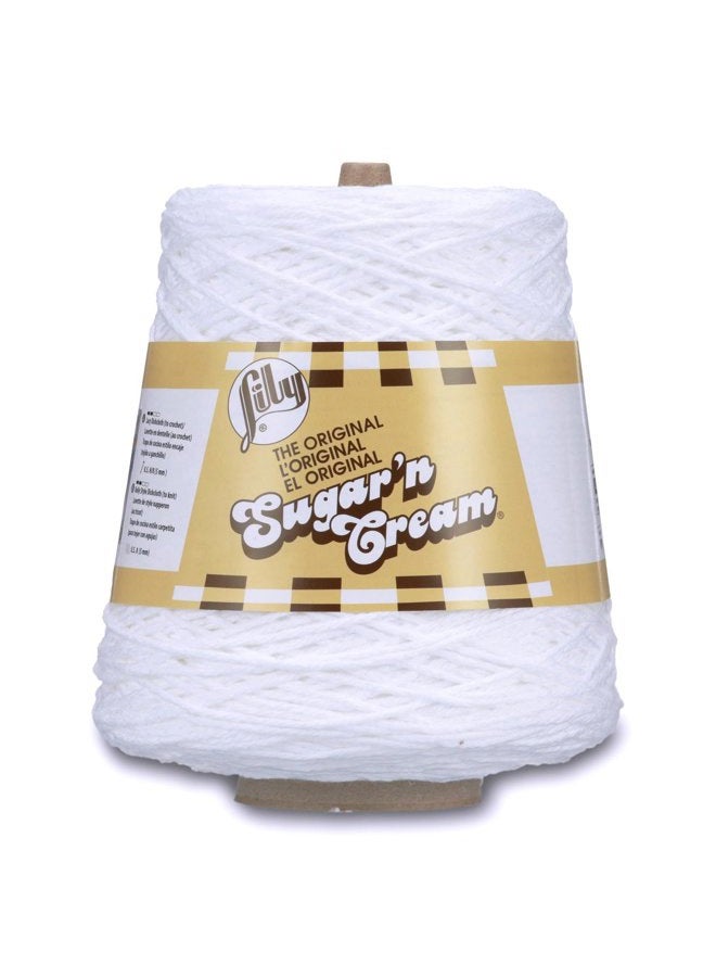 Lily Sugar'n Cream Cotton Cone Yarn, White , 1 Cone, 14 oz (Pack of 1) - Image 1