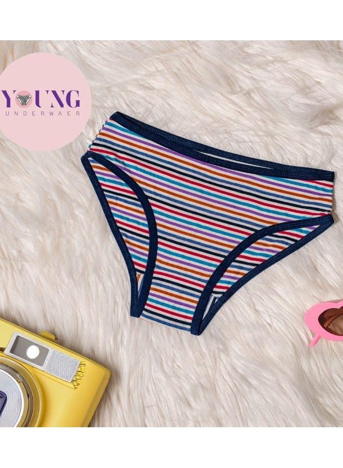 YOUNG WEAR YOUNG UNDERWEAR | Women’s 100% Cotton Bikini Brief Underwear | Multipack | Set of 6 | Available in Plus Size | Solid Cotton Underwear | Colorful Illustrations  - Image 2