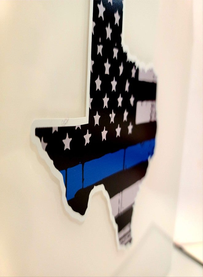 Decals by Haley 3 Pack of State of Texas Shaped Thin Blue Line Police Officer Tattered BLM American Flag Grunge Style Vinyl Decal Sticker Car Truck 5" x 4.7" - Image 3