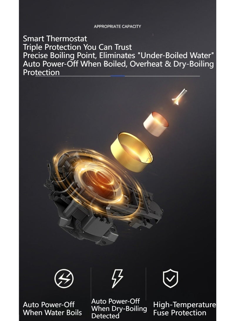 【Limited Edition Mint Green】1.7L Retro Electric Kettle, Kitchen Decor, Fast Boiling 1800W, Double Wall Anti-Scald, for Home & Office - Image 3