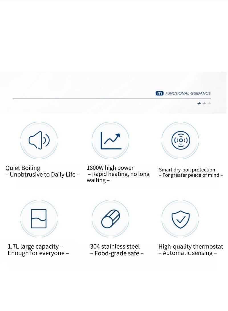 【Limited Edition Mint Green】1.7L Retro Electric Kettle, Kitchen Decor, Fast Boiling 1800W, Double Wall Anti-Scald, for Home & Office - Image 2