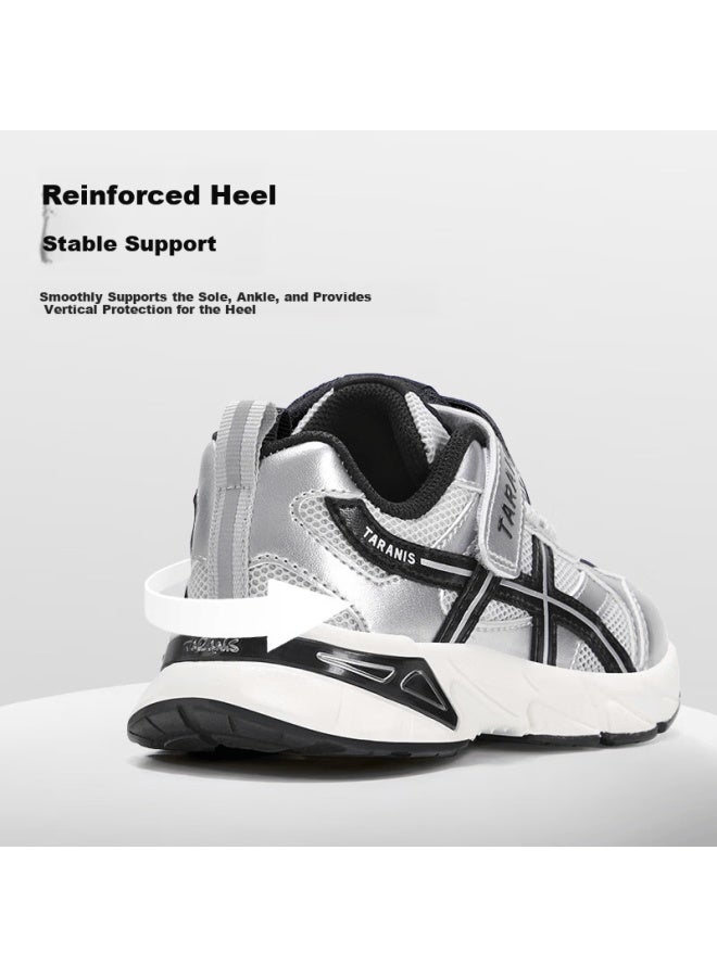 Taranis 26 Spring New Kids Breathable Sports Running Shoes Soft Sole Boys Girls Dad Sneakers Gray/silver Size 24 - Image 3