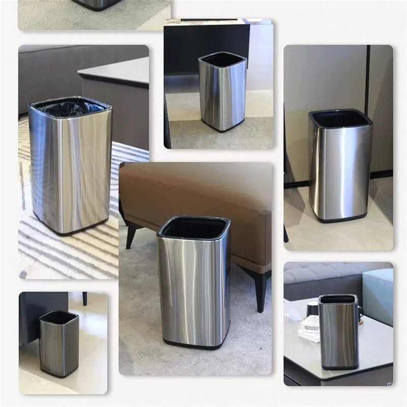 Indoor Stainless Steel Trash Can Household Double-Deck Bin Without Lid Bedroom Toilet Office Waste Paper Basket Dumpster(Orange,9l) - Image 3