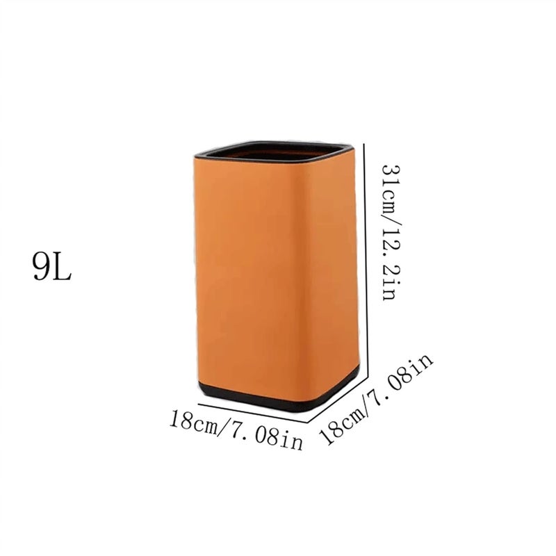 Indoor Stainless Steel Trash Can Household Double-Deck Bin Without Lid Bedroom Toilet Office Waste Paper Basket Dumpster(Orange,9l) - Image 2