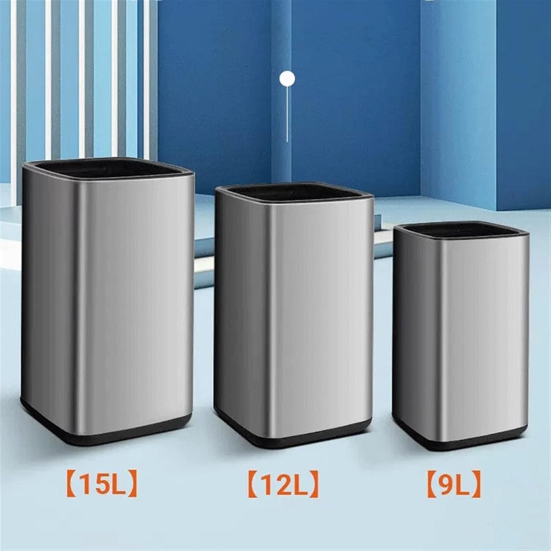 Indoor Stainless Steel Trash Can Household Double-Deck Bin Without Lid Bedroom Toilet Office Waste Paper Basket Dumpster(Orange,9l) - Image 5