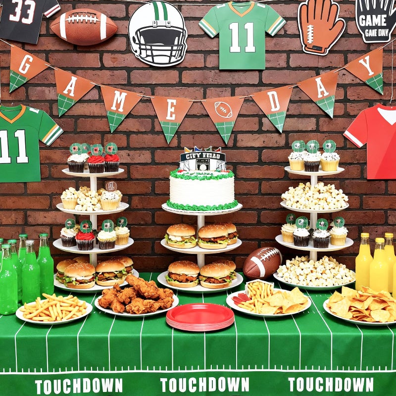 BAIVV Football Party Decorations Disposable Tablecloth - 2 Pack Plastic Table Covers with Touchdown Field and Football Design, for Birthday, Game Day, Tailgate and Big Game, 54 x 108 Inch - Image 5