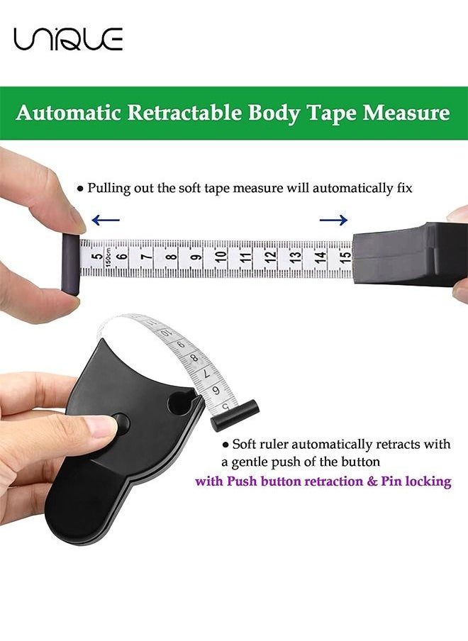 Unique - 1Pcs Body Measure Tape 60inch (150cm)，Tape Measure With ABS Handle Measurements For Fitness Automatic Girth Dual Units Centimeter And Inch Black - Image 1