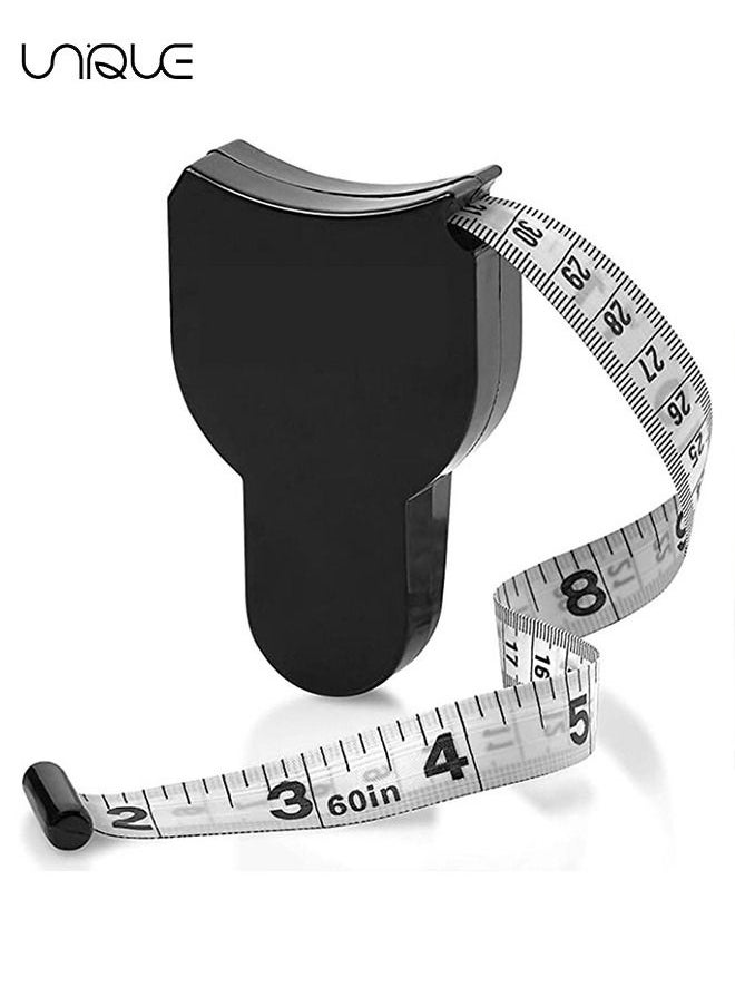 Unique - 1Pcs Body Measure Tape 60inch (150cm)，Tape Measure With ABS Handle Measurements For Fitness Automatic Girth Dual Units Centimeter And Inch Black - Image 1