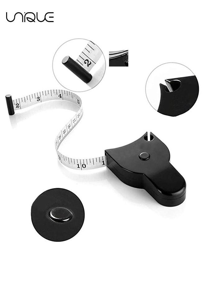 Unique - 1Pcs Body Measure Tape 60inch (150cm)，Tape Measure With ABS Handle Measurements For Fitness Automatic Girth Dual Units Centimeter And Inch Black - Image 1