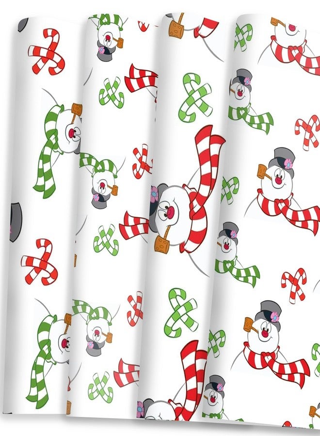 Silver Buffalo Frosty The Snowman Candy Cane Pattern Wrapping Paper - 12 Sheets - 20" x 30" - Festive Holiday Gift Wrap by Silver Buffalo - Image 1