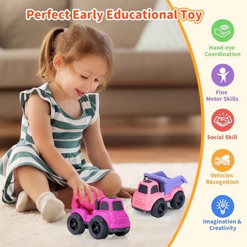 UOYLEYVN Toddler Toys for 2 Year Old Girl, Dump Truck Toys and Mixer Cement, BPA Free, Phthalates Free, PVC, Outdoor Toys for Toddlers 2-3, Ideal Toy Cars for 2 3 4 Year Old Girls Christmas Birthday Gift - Image 2