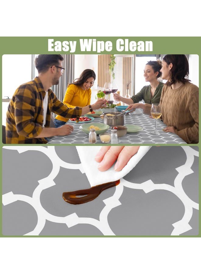 Smiry Rectangle Picnic Table Cover, Waterproof Elastic Fitted Camping Tablecloths for 6 Foot Tables, Wipeable Flannel Backed Vinyl Tablecloth Protector for Indoor, Outdoor (Grey, 36x72 Inches) - Image 4
