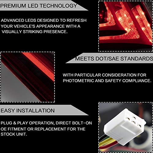 VLAND Tail lights Assembly Fit for Lexus IS250 IS350 2006-2012 IS 220d & ISF Model 08-15(NOT for IS250C/IS350C), Rear Lamps W/DRL, Back light w/Fog Lights & Sequential Turn Signal, Red - Image 3