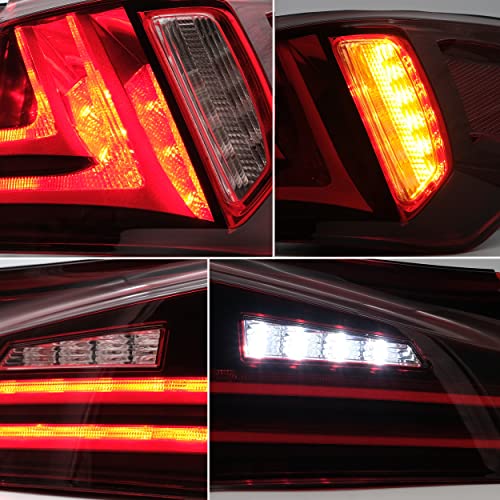 VLAND Tail lights Assembly Fit for Lexus IS250 IS350 2006-2012 IS 220d & ISF Model 08-15(NOT for IS250C/IS350C), Rear Lamps W/DRL, Back light w/Fog Lights & Sequential Turn Signal, Red - Image 4