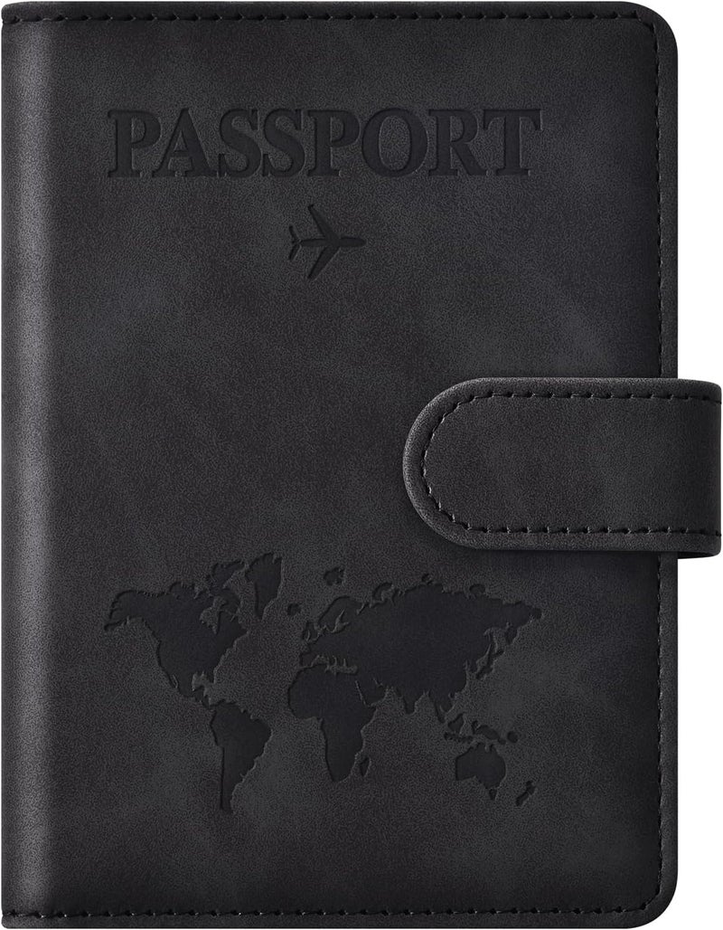 Eoehro Passport Holder for Travel Essentials, Passport Wallet Cover Case for Travel Must Haves Accessories,Passport Book Holders for Women and Men(black) - Image 1