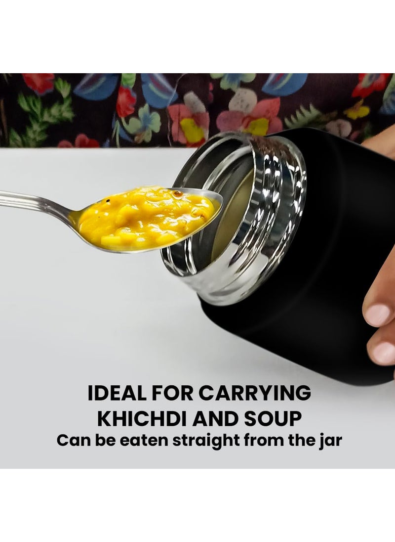 BOROSIL Borosil Hydra Carry Mate 500 ml Stainless Steel Vacuum Insulated Soup Flask & Food Jar with Screw Lid, 12 Hrs Hot & Cold, Spill & Leak Proof Thermos Tiffin for Meals, Soups, Dal, Sambhar | Black  - Image 5