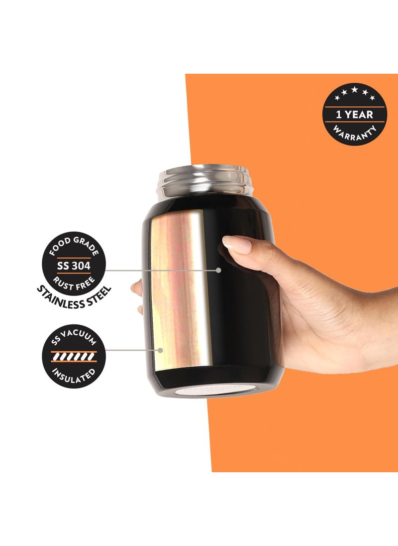 BOROSIL Borosil Hydra Carry Mate 500 ml Stainless Steel Vacuum Insulated Soup Flask & Food Jar with Screw Lid, 12 Hrs Hot & Cold, Spill & Leak Proof Thermos Tiffin for Meals, Soups, Dal, Sambhar | Black  - Image 4