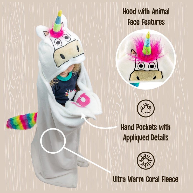 Lazy One Wearable Hooded Blanket for Kids  Animal Hooded Blanket (Unicorn Blanket) - Image 5