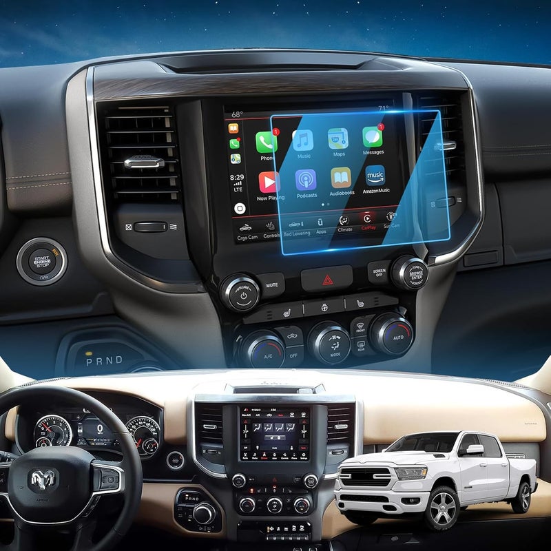 LFOTPP 2019 RAM 1500 Uconnect Big Horn Rebel Laramie 8.4 Inch Tempered Glass Screen Protector, 9H Hardness Scratch-Resistant Protective Film - Image 1