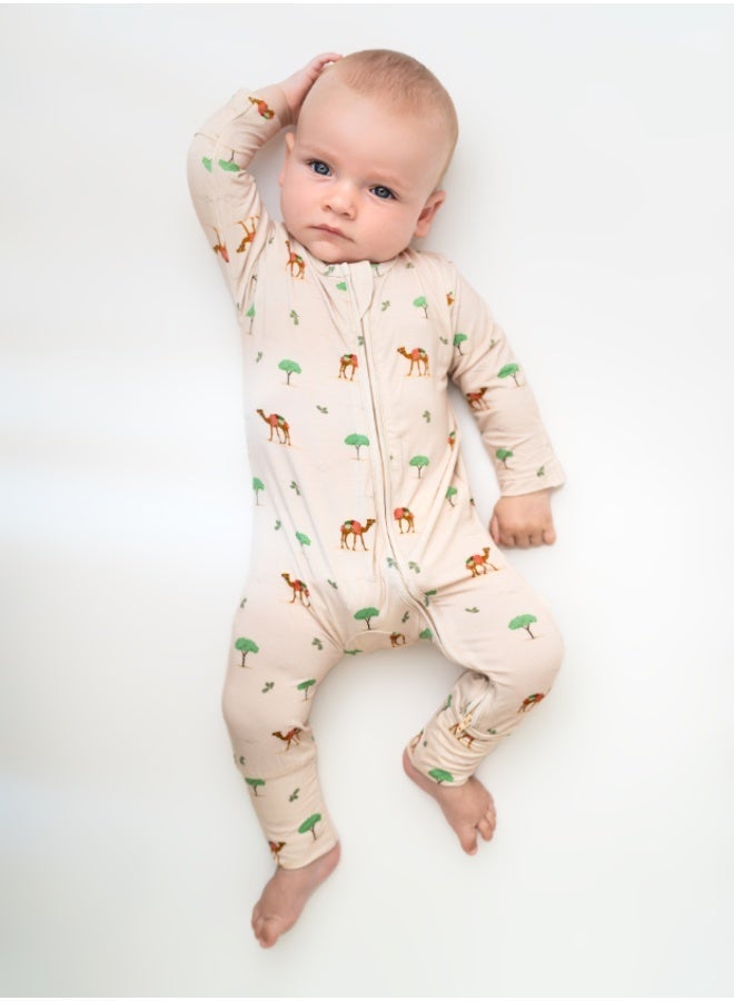 Hushabye – Bamboo Sleepsuit Mix Pack - Camel / Sage / Fox - Image 2