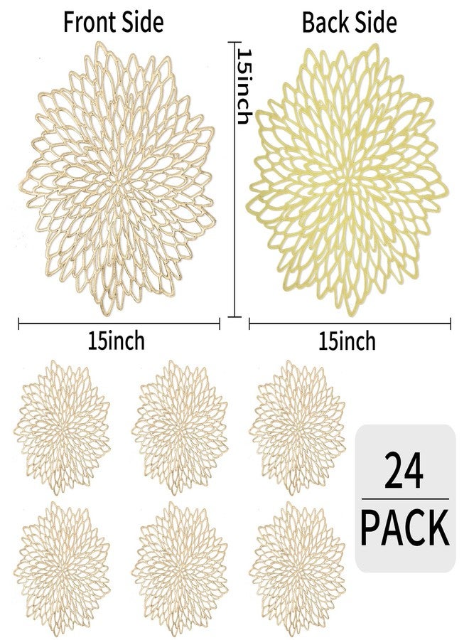 Herda Table Placemats Set of 24, 15" Metallic Pressed Round Vinyl Table Mats 24 Pcs, Gold Plates Chargers Dining Place Mats for Graduation Party, Birthday, Christmas, Thanksgiving, Wedding Decoration - Image 5