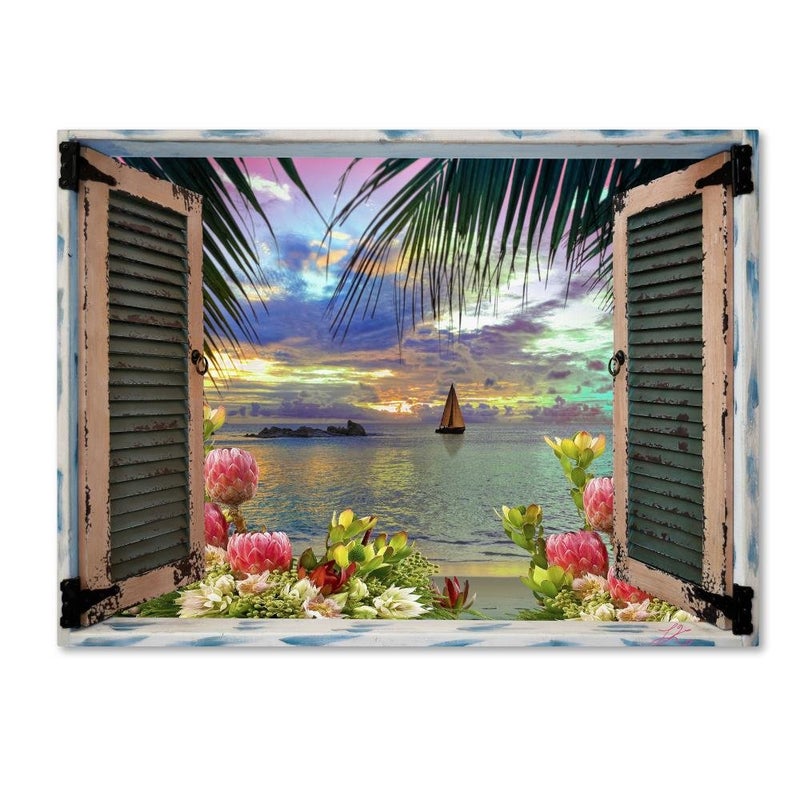 Trademark Fine Art  Tropical Window to Paradise III  Canvas Art by Leo Kelly 24x32
