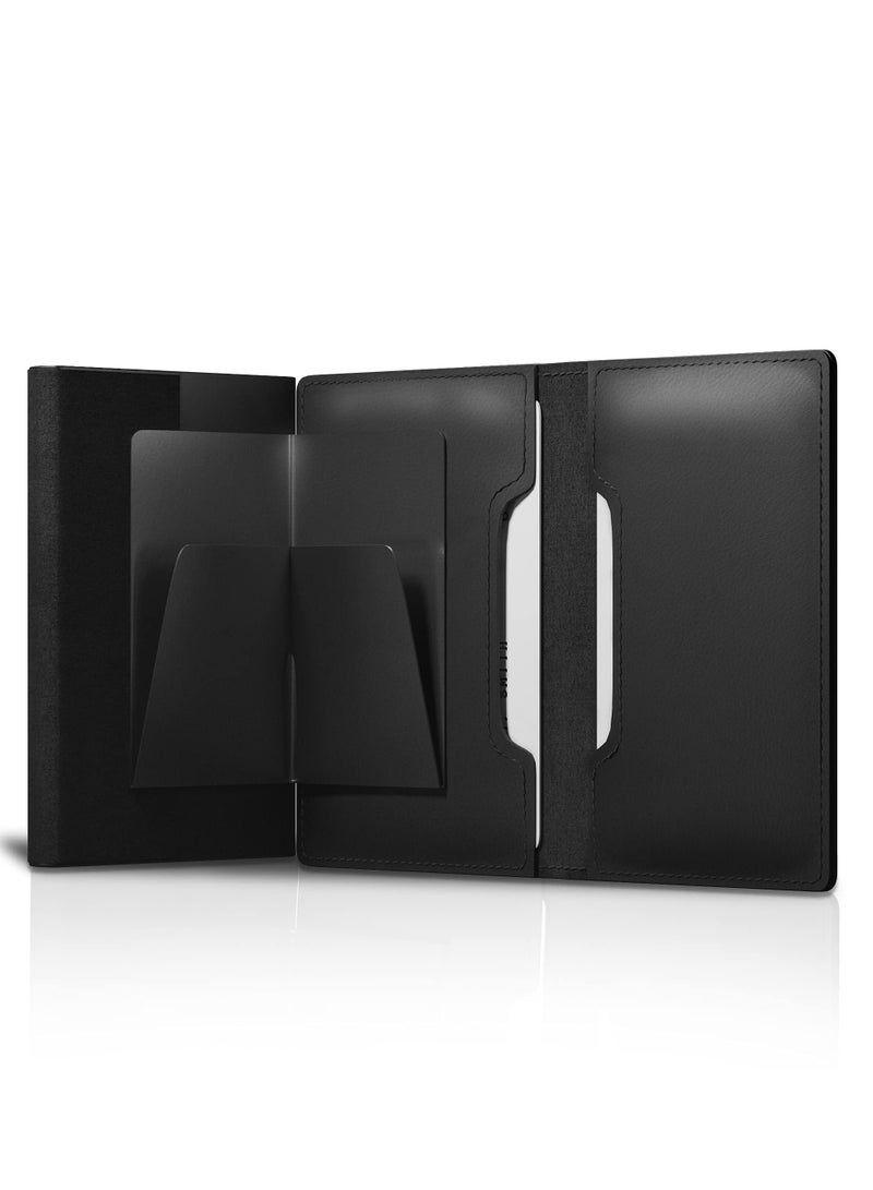 SYOSI AirTag Wallet, Minimalist Pocket-Sized Genuine Leather Credit Card Holder with RFID Technology, Slim Money Clip and Smart Wallet for Men, Accessory & Case for Apple Air Tag (Black) - Image 3