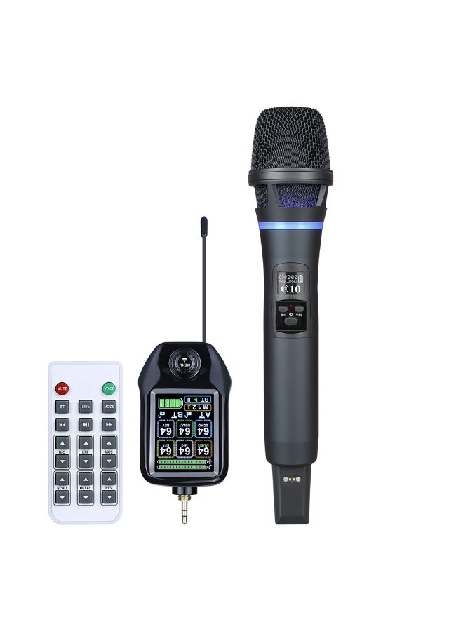 نظام الميكروفون اللاسلكي المحمول الرائد ZFSZ M510 - ميكروفون ذكي قابل لإعادة الشحن مزود بجهاز استقبال بشاشة LCD ملونة، مع جهاز تحكم عن بُعد لضبط الصدى/الترددات العالية/الترددات المنخفضة، مخصص للكاريوكي الاحترافي والفعاليات - Image 1