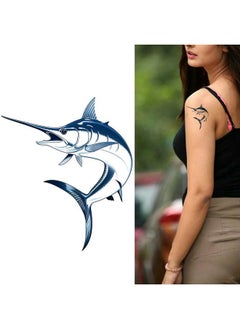 Dopetattoo 6 Sheets Temporary Tattoos for Women Adults Marlin Swordfish Jumping Fish Sailfish Temporary Fake Tattoo Men Woman Neck Arm  - Image 2