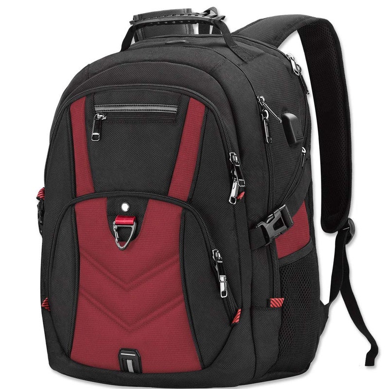 NEWHEY NEWHEY Laptop Backpack 18 Inch Business Travel Backpacks for Men Women Extra Large Waterproof TSA Anti Theft College Bookbags with USB Charging Port 18.4 Gaming Computer Backpack,Deep Red  - Image 1