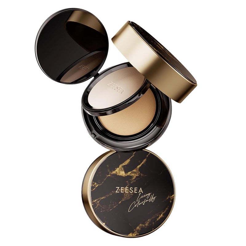 zeesea 2 in 1 Cushion FoundationMakeup Double Layer Cushion BB Cream Setting Powder for Oil ControlTinted MoisturizerLonglasting Natural 032  018oz 9g  5g