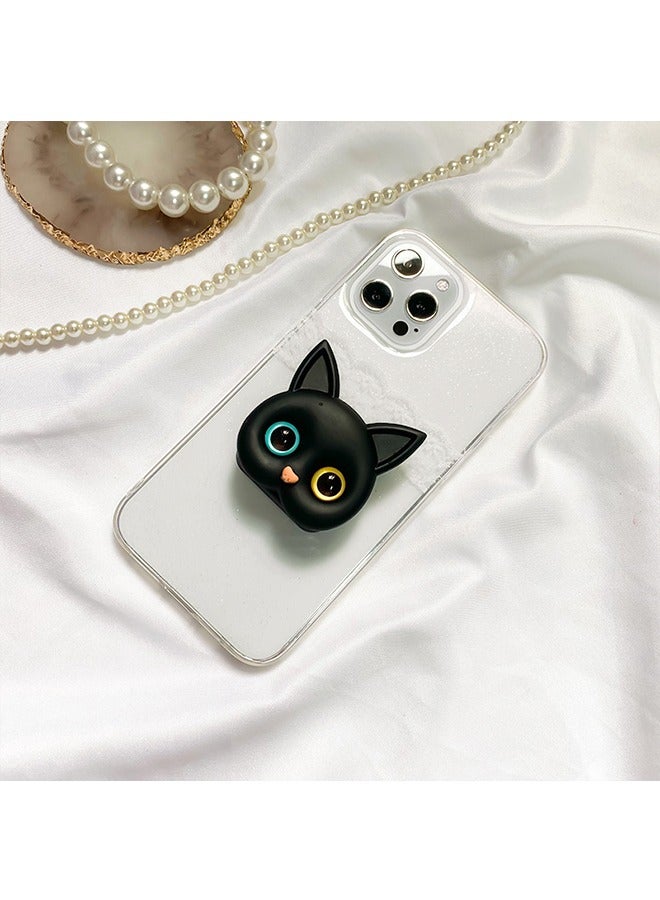 Mobile Phone Grip Stand, Cute Cat and Mirror Design A stand for both purposes，Mobile Phone Grip Stand Holder for Smartphone Tablet Cell Phone Accessory Black - Image 5