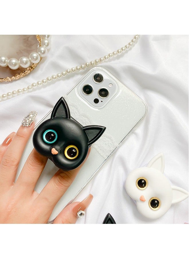 Mobile Phone Grip Stand, Cute Cat and Mirror Design A stand for both purposes，Mobile Phone Grip Stand Holder for Smartphone Tablet Cell Phone Accessory Black - Image 2