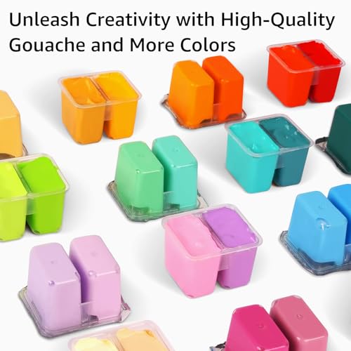 ABEIER HIMI Gouache Paint Set, 112 Colors x 12g Twin Jelly Cup Design with Portable Case, Non-Toxic, Opaque Professional Paint for Canvas and Watercolor Paper | Beginners, Students, Artists - Image 3