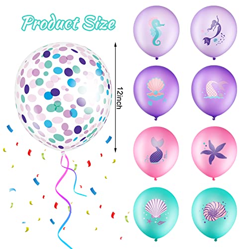 Zomiboo 36 Pcs Mermaid Party Balloons Set Mermaid Purple Pink Green Teal Confetti Balloon for Under the Sea Theme Birthday Decorations Kids Girls Boys Ocean Birthday Princess Party Supplies - Image 5