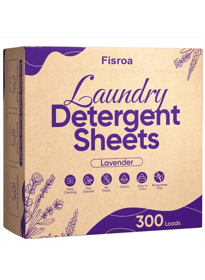 Fisroa Lavender Laundry Detergent Sheets Travel Eco-friendly 300 Loads Fisroa Clothes Washing Detergent Sheets Plastic-Free Washer Sheets Liquidless Laundry Sheets Strips Tablet - Image 1