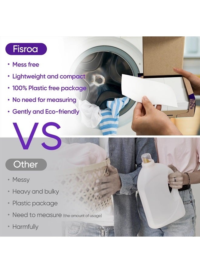 Fisroa Lavender Laundry Detergent Sheets Travel Eco-friendly 300 Loads Fisroa Clothes Washing Detergent Sheets Plastic-Free Washer Sheets Liquidless Laundry Sheets Strips Tablet - Image 3