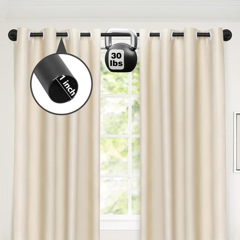 Refrze 2 Pack Curtain Rods for Windows 34 to 48 Inch, Industrial Curtain Rods Wrap Around, Heavy Duty for Bedroom & Outdoor, 34-48", "Black Curtain rod - Image 4