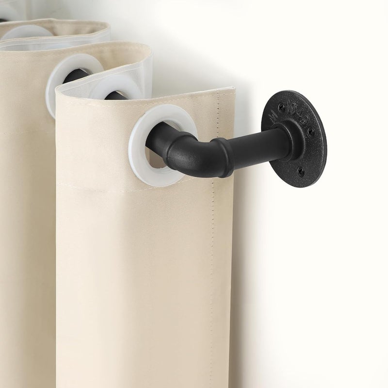 Refrze 2 Pack Curtain Rods for Windows 34 to 48 Inch, Industrial Curtain Rods Wrap Around, Heavy Duty for Bedroom & Outdoor, 34-48", "Black Curtain rod - Image 5