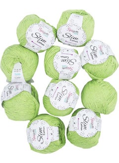 Spaghetti Yarn Pistachio Green Slim Cotton Yarn - Set of 10