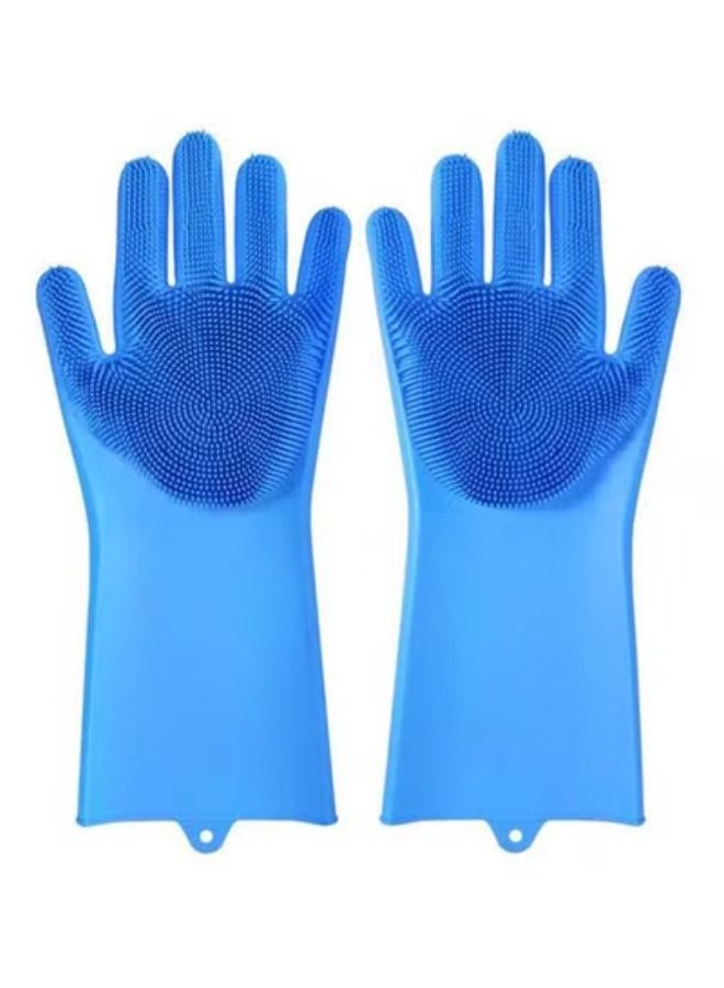 أكاليكس ماجيك قابلة لإعادة الاستخدام سيليكون قفازات مع غسل الغسيل غسل الصحون قفازات مقاومة للحرارة المطبخ أداة لتنظيف السيارات المنزلية غسل الحيوانات الأليفة العناية بالشعر قفازات 1 زوج متعدد الألوان