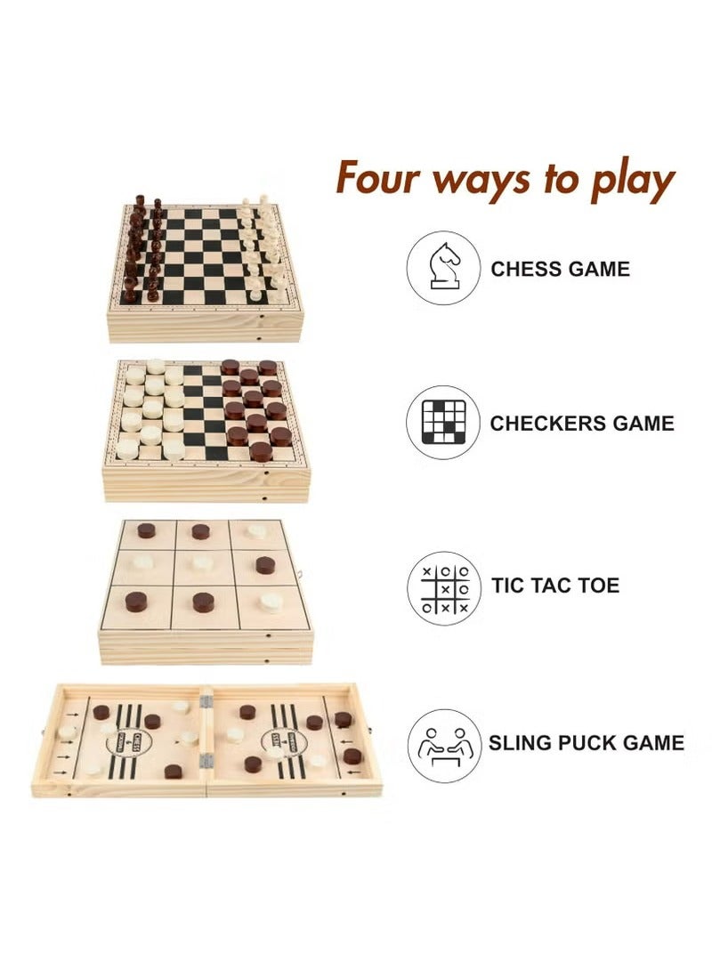 Oasisgalore 15 Inch Magnetic Wooden Chess Set Folding Board Portable Adult Children Family Reunion - Image 3