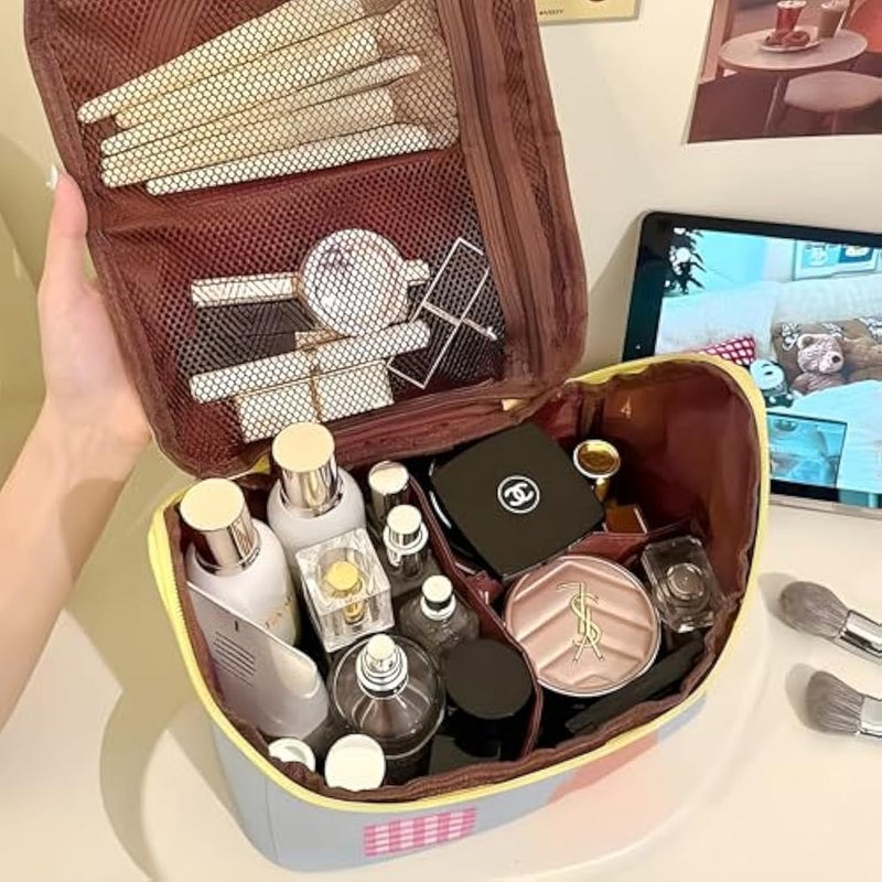 NFI essentials Makeup Pouch for Women, House Shaped Cosmetic Bag, Stylish Pouch for Makeup Accessories, Travel Pouch Vanity Kit Organiser Toiletry Bag Make up Pouch for Girls, Yellow, 24x13.5x20 cm - Image 5