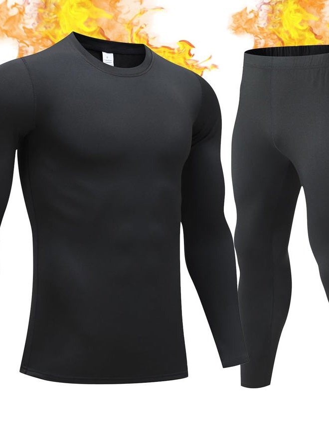 TEEPIRE Mens Thermal Underwear Set,Winter Base Layer Top & Bottom Ultra Soft Long John Set for Men Black,Winter Gear Compression Suits for Skiing Running - Image 1
