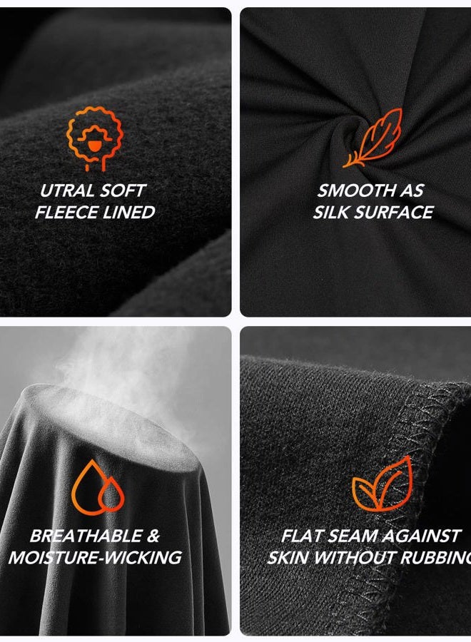 TEEPIRE Mens Thermal Underwear Set,Winter Base Layer Top & Bottom Ultra Soft Long John Set for Men Black,Winter Gear Compression Suits for Skiing Running - Image 4
